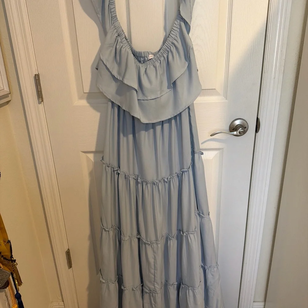 Lascana (Victoria Secret) Light Blue off the shoulder tiered Maxi Dress - Picture 3 of 13
